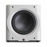 Perlisten D12S subwoofer front view in high gloss white