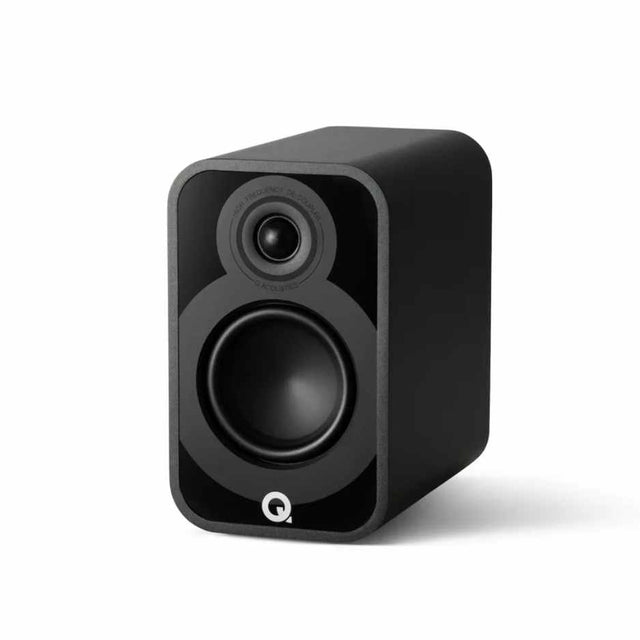 Q Acoustics 5010 Bookshelf Speakers in Black with Grills Off