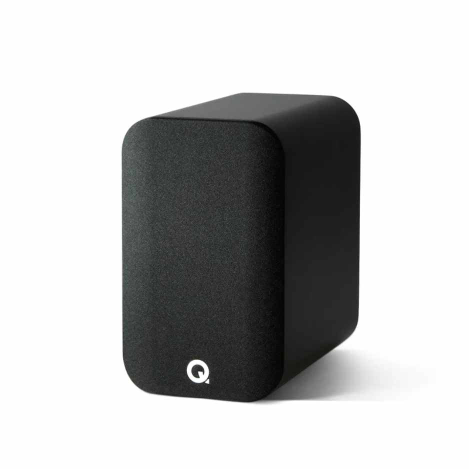 Q Acoustics 5010 Bookshelf Speakers in Black with Grills On