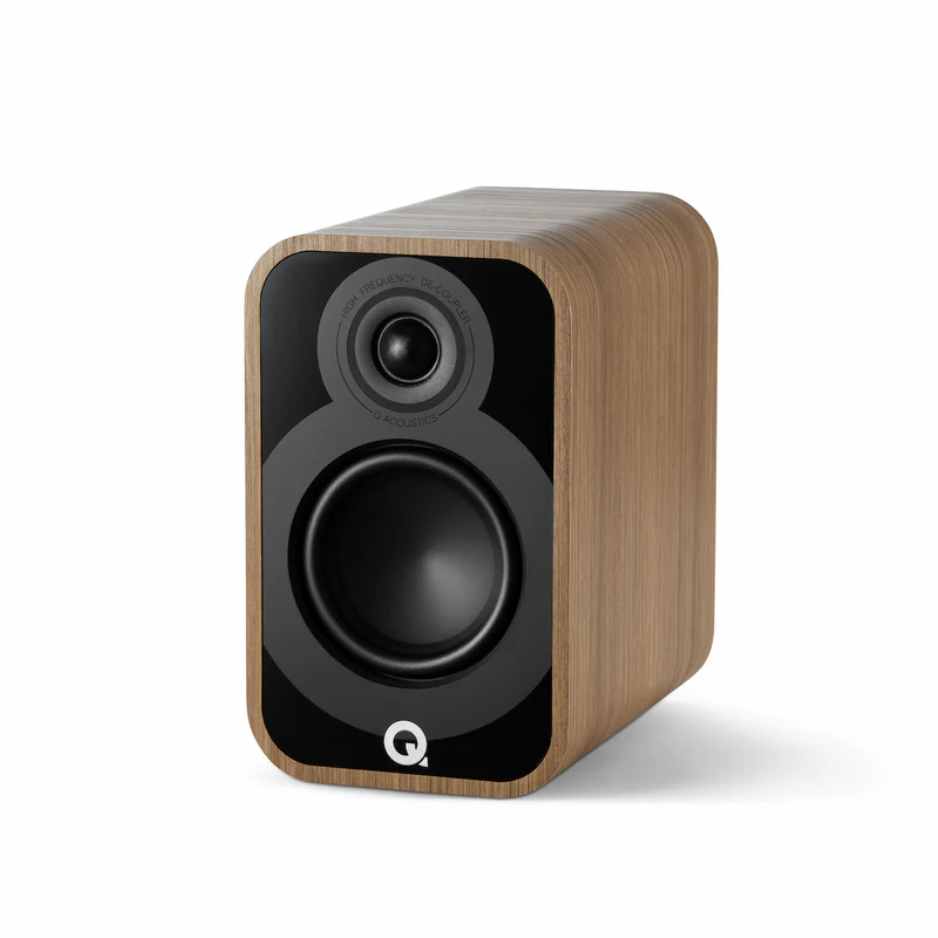 Q Acoustics 5010 Bookshelf Speakers in Holme Oak with Grills Off