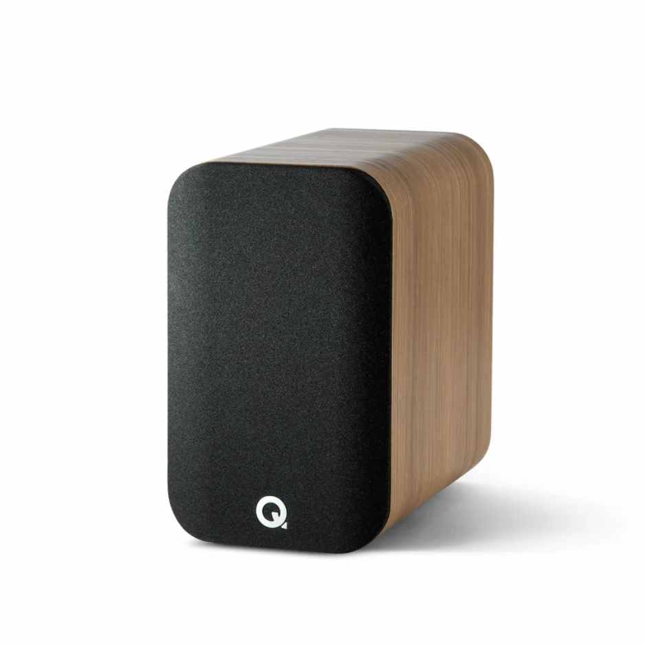 Q Acoustics 5010 Bookshelf Speakers in Holme Oak with Grills On