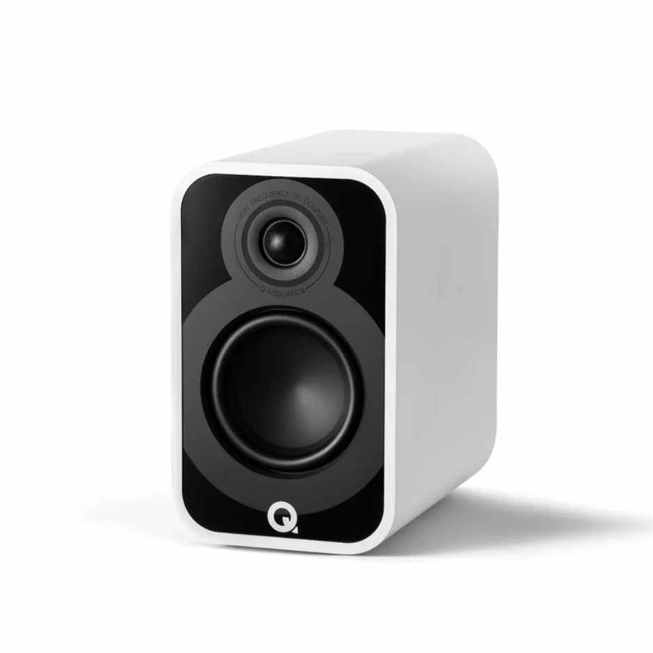 Q Acoustics 5010 Bookshelf Speakers in White with Grills Off