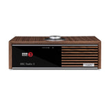 Ruark Audio R610 Music Console in Walnut, front view with BBC Radio 3 display