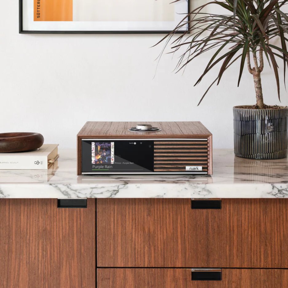 RuarkAudio R610 Music Console fused walnut in room