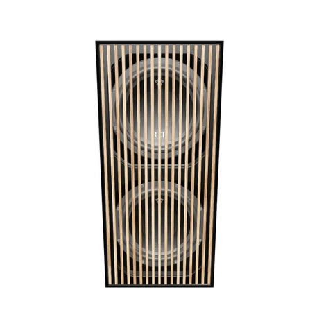 REL 212 Black Label Subwoofer front with wood grill