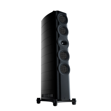 Perlisten S7t Black Edition floorstanding speaker 3/4 front view white background