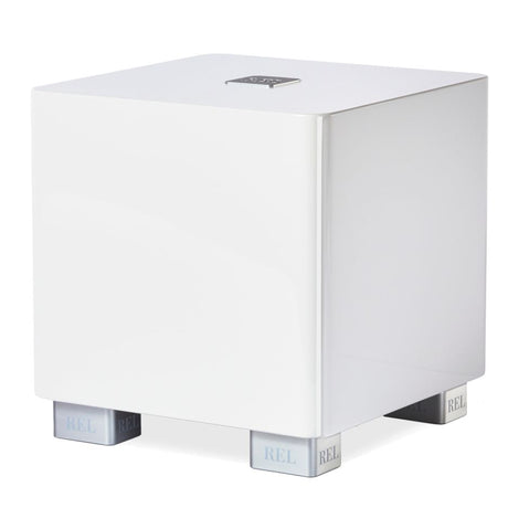 REL T/5x Subwoofer gloss white perspective