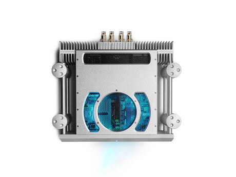 Chord Electronics Ultima 5 stereo power amplifier top view silver