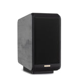 Opera Mezza V2 Bookshelf Speaker Concrete Gray angled view with grille