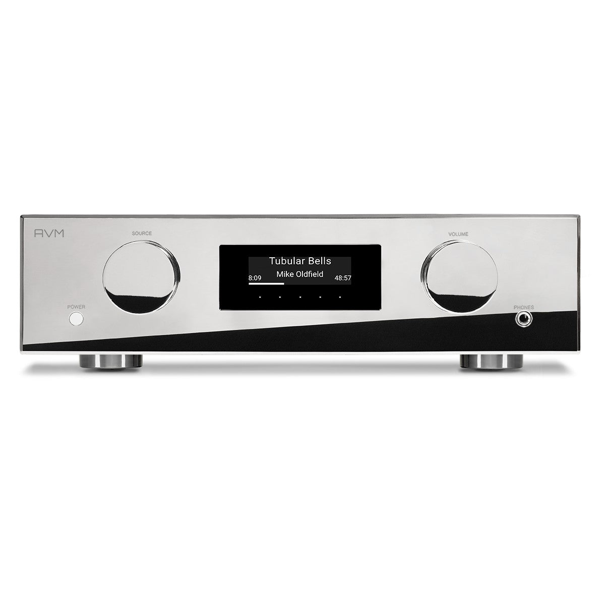 AVM Evolution AS 5.3 Streaming Integrated Amplifier, Cellini chrome, front view