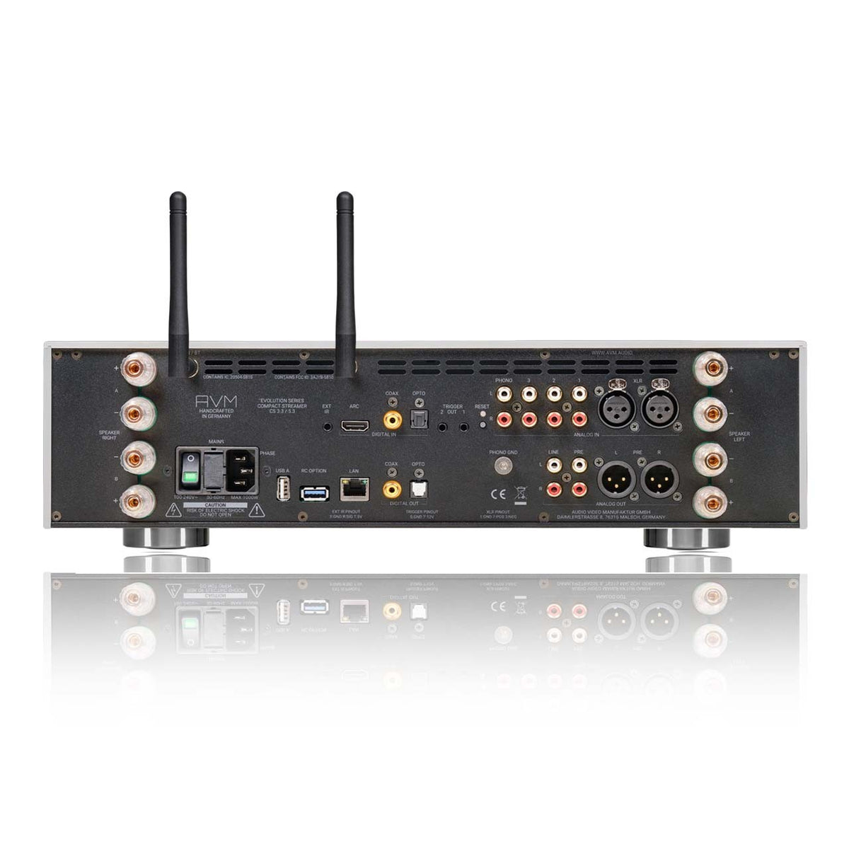 AVM Evolution CS 3.3 Streaming CD Receiver, Silver, rear connection panel