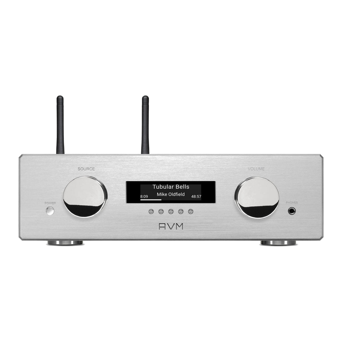 AVM Ovation AS 8.3 S Streaming Integrated Amplifier, Silver, front view