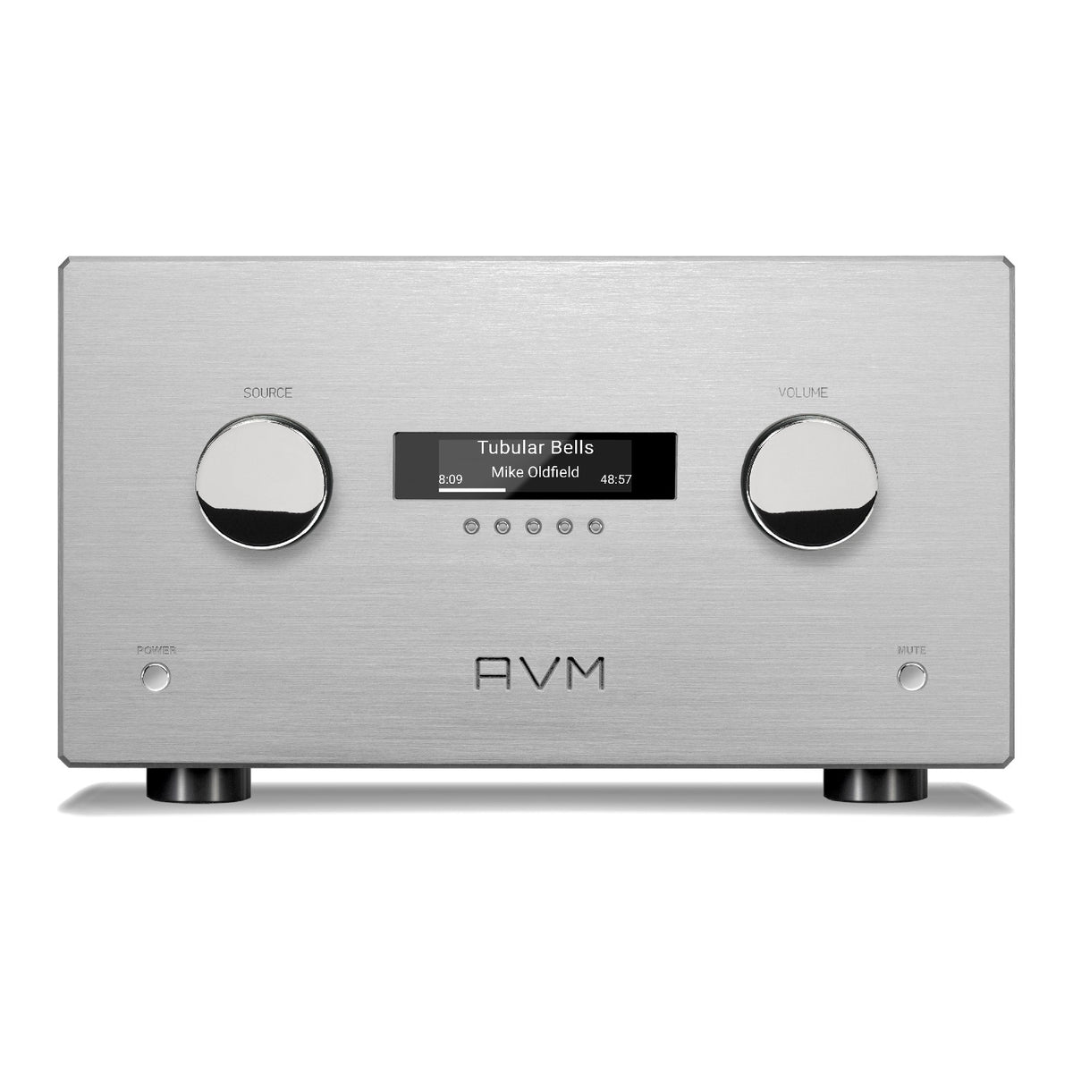 AVM Ovation AS XL Streaming Integrated Amplifier, Silver, front view