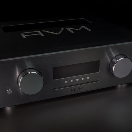 AVM Ovation CS 8.3 S Streaming CD Receiver, Black, three-quarter view facing right