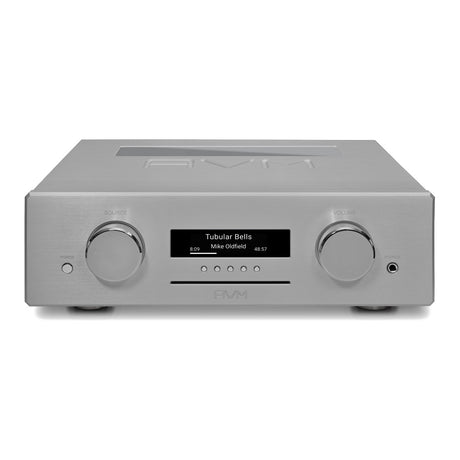 AVM Ovation CS 8.3 S Streaming CD Receiver, Silver, elevated front view