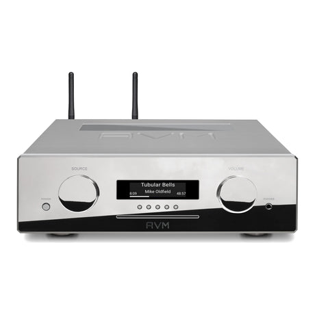 AVM Ovation CS 8.3 S Streaming CD Receiver, Cellini chrome, elevated front view