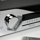 AVM Ovation CS 8.3 S Streaming CD Receiver, Cellini chrome, source knob close-up