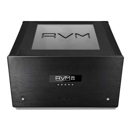 AVM Ovation MA 8.3 S Mono Power Amplifier, Black, elevated front view