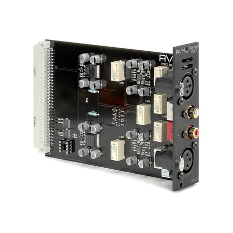 AVM Ovation PA 8.3 Line-In Module (RCA + XLR), plug-in card, three-quarter view