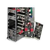 AVM Ovation PA 8.3 Phono Module (MM/MC), angled rear view of the PA 8.3 chassis with plug-in module cards pulled out