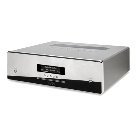 AVM Ovation MP 8.3 S Streaming Media Player, Cellini chrome, three-quarter view facing left
