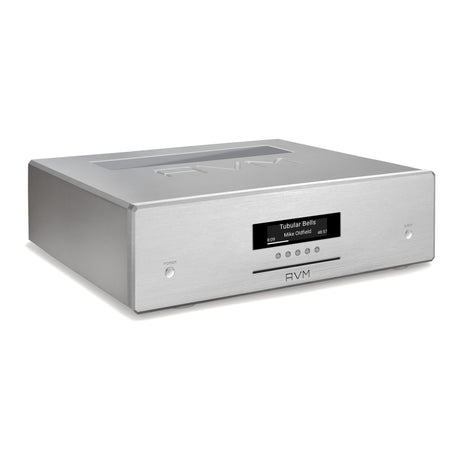 AVM Ovation MP 8.3 S Streaming Media Player, Silver, three-quarter view facing right