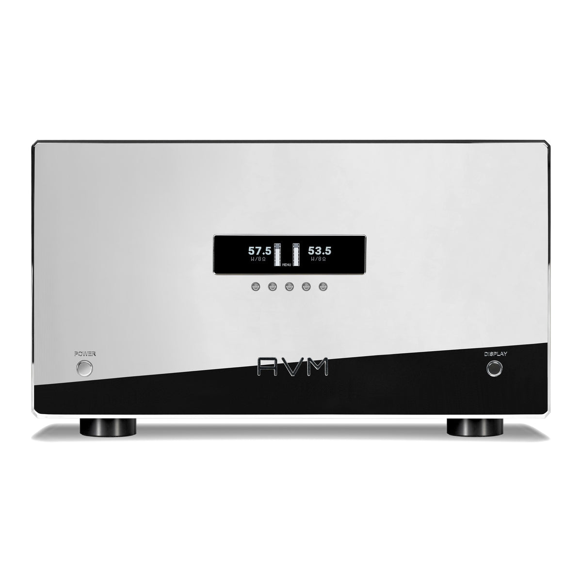 AVM Ovation SA 8.3 Lite Stereo Power Amplifier, Cellini chrome, front view