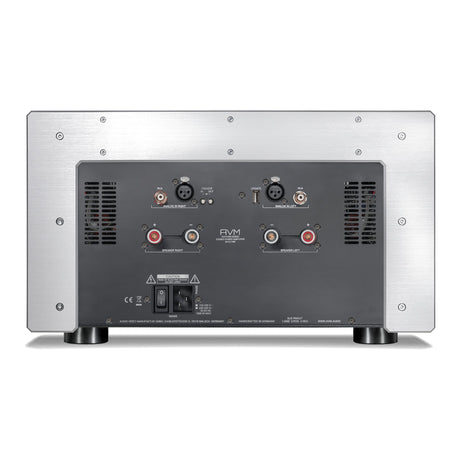 AVM Ovation SA 8.3 Lite Stereo Power Amplifier, Silver, rear connection panel