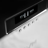 AVM Ovation SA 8.3 Lite Stereo Power Amplifier, Cellini chrome, display close-up with level readout