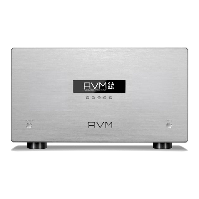 AVM Ovation SA 8.3 S Stereo Power Amplifier, Silver, front view