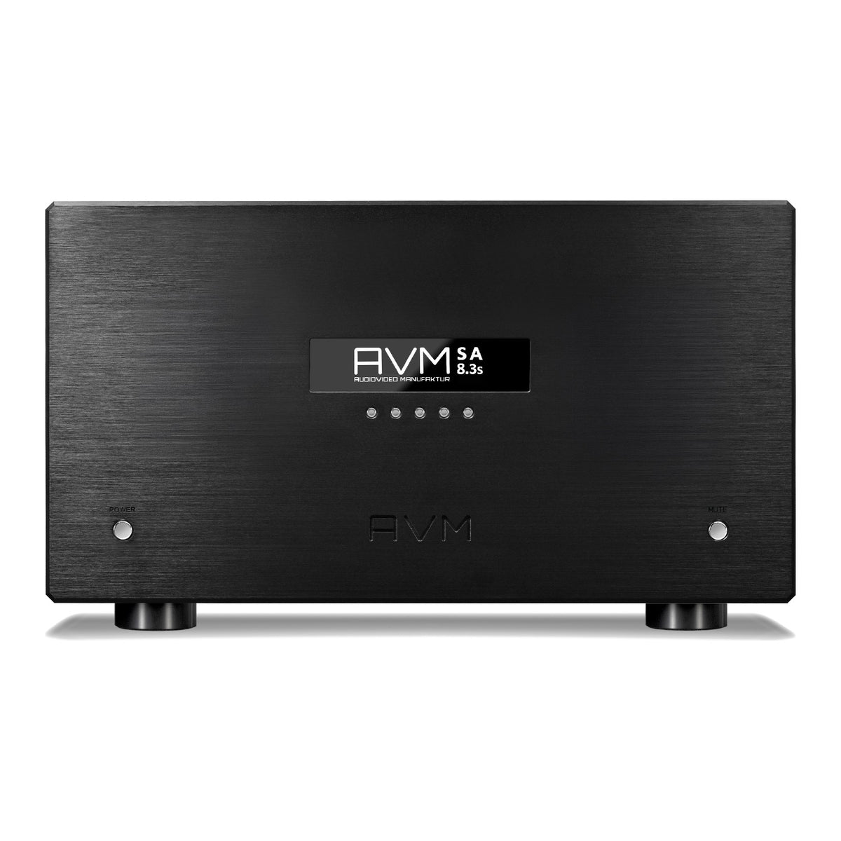 AVM Ovation SA 8.3 S Stereo Power Amplifier, Black, front view
