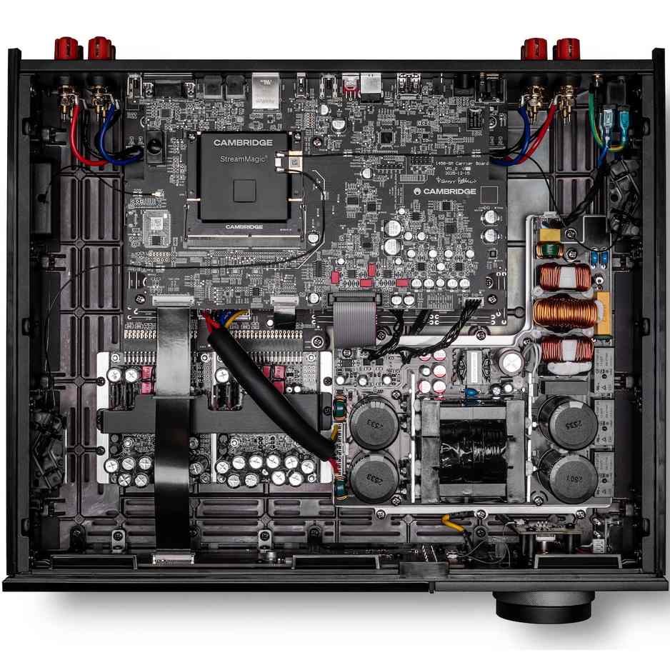 Cambridge Audio Evo 300 internal layout with Hypex NCOREx amplification and StreamMagic board