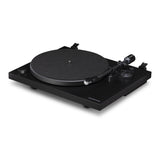 Cambridge Audio Spira Belt Drive Turntable, Black, three-quarter view facing right without the dust cover