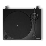Cambridge Audio Spira Belt Drive Turntable, Black, top view with the speed dial, felt mat and tonearm