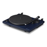 Cambridge Audio Spira Belt Drive Turntable, Blue, three-quarter view facing right without the dust cover