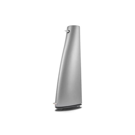 Cambridge Audio Edge S Limited Edition floorstanding speaker, rear three-quarter angle showing curved cabinet and plinth detail