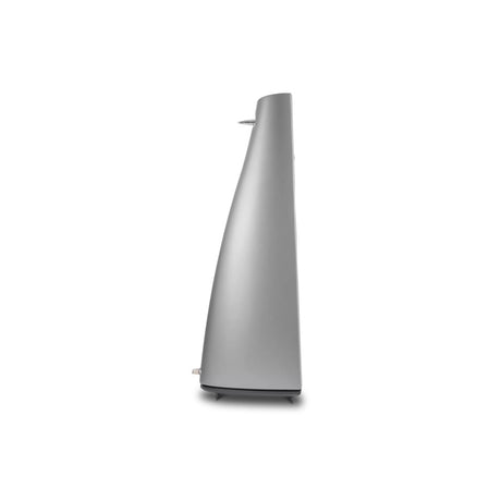 Cambridge Audio Edge S Limited Edition floorstanding speaker, side profile showing non-parallel cabinet wall and CNC-milled aluminum base