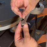 Phono cartridge mounting and alignment service, Mike tightening the cartridge mounting screws on the headshell