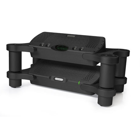 Chord Electronics Quartet in Black on Chord Choral Ensemble Stand, alternate angle
