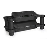 Chord Electronics Quartet in Black on Chord Choral Ensemble Stand, three-quarter view