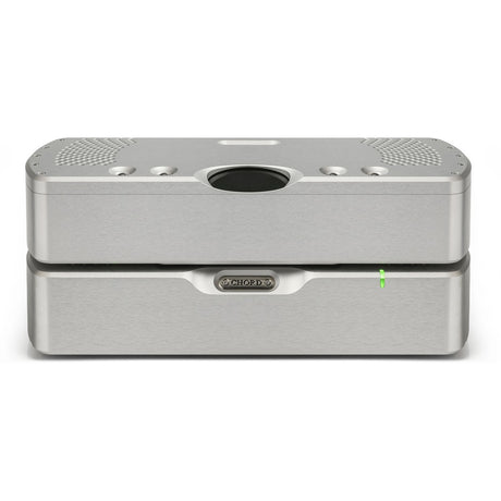 Chord Electronics Quartet upscaler in Silver, straight-on front view