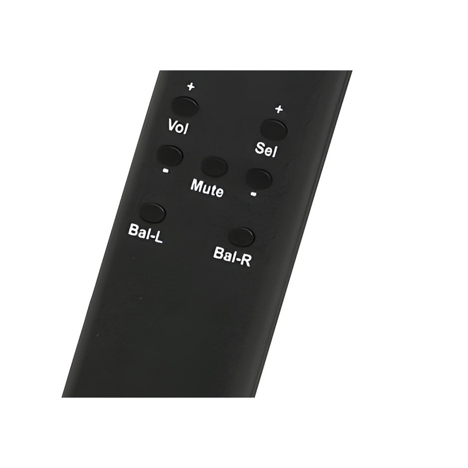 Rogue Audio RP-1 Preamplifier Remote Control, black, close-up of volume, select, mute and balance buttons