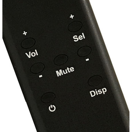 Rogue Audio RH-5 Headphone Amplifier Remote Control, black, close-up of power, volume, select, mute and display buttons