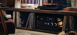 Cyrus 80 PRE in media console with turntable