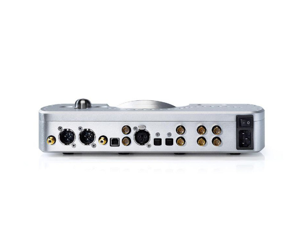 Chord Electronics DAVE rear panel showing BNC, XLR, RCA, optical, USB, and AES inputs