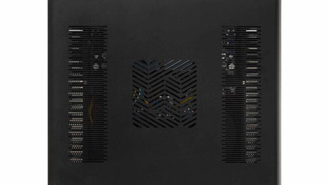 Unico DM V2 side panel showing dual-mono ventilation layout with diamond center grille and internal circuitry visible