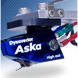 Dynavector Aska Moving Coil Phono Cartridge, High Output, three-quarter view on headshell