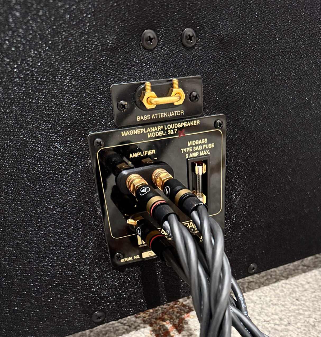 Magnepan X-Series binding post panel rear view - The Listening Room