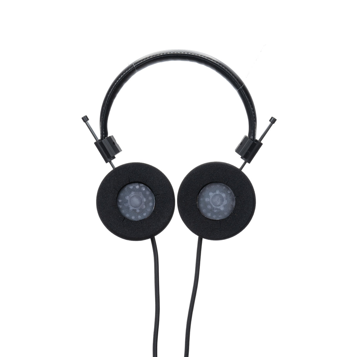 Grado F Cushions Replacement Earpads, black foam, cushion side view, shown fitted to the Grado Hemp