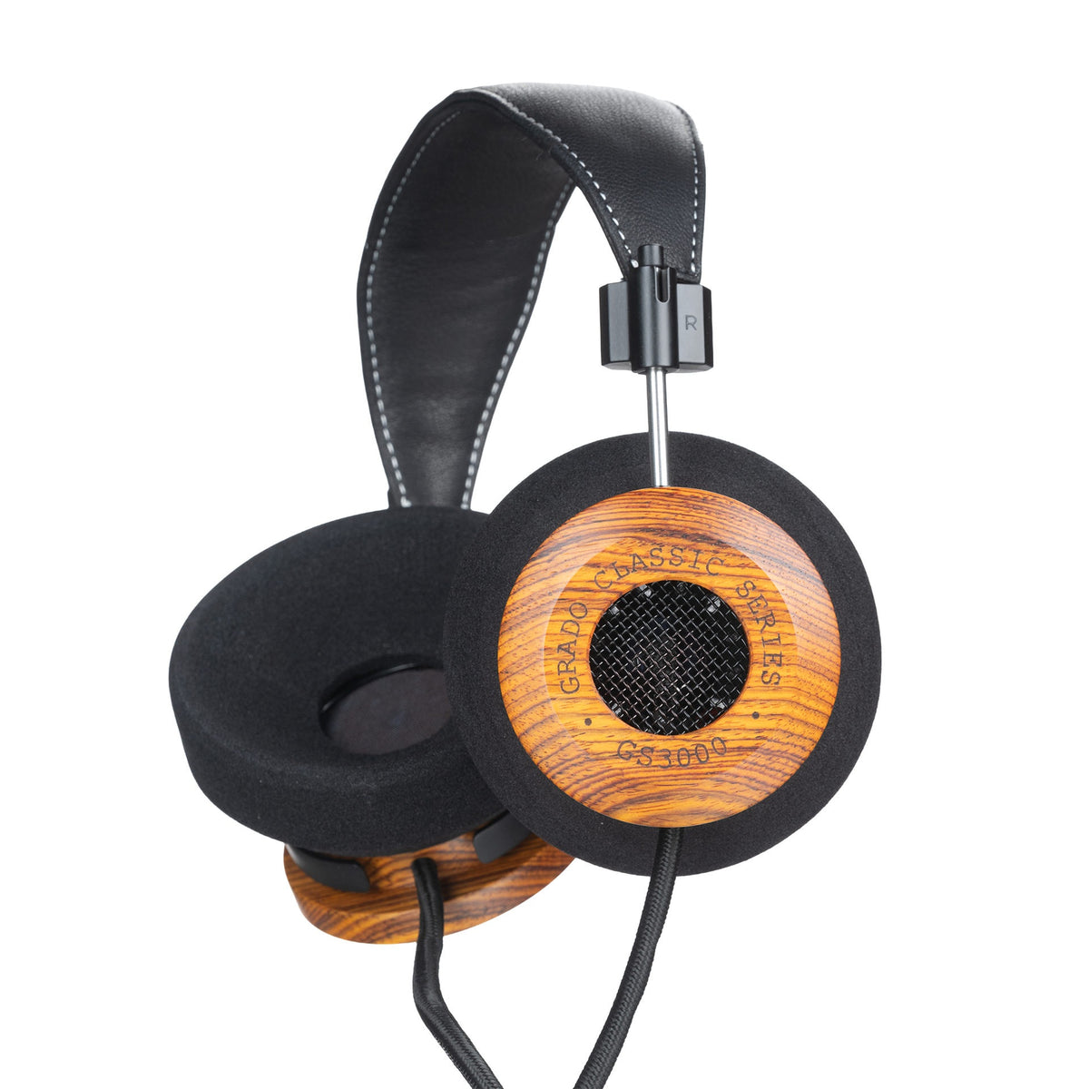 Grado G Cushions Replacement Earpads, black foam, cushion side view, shown fitted to the Grado GS3000 with a second pair stacked behind the earcup